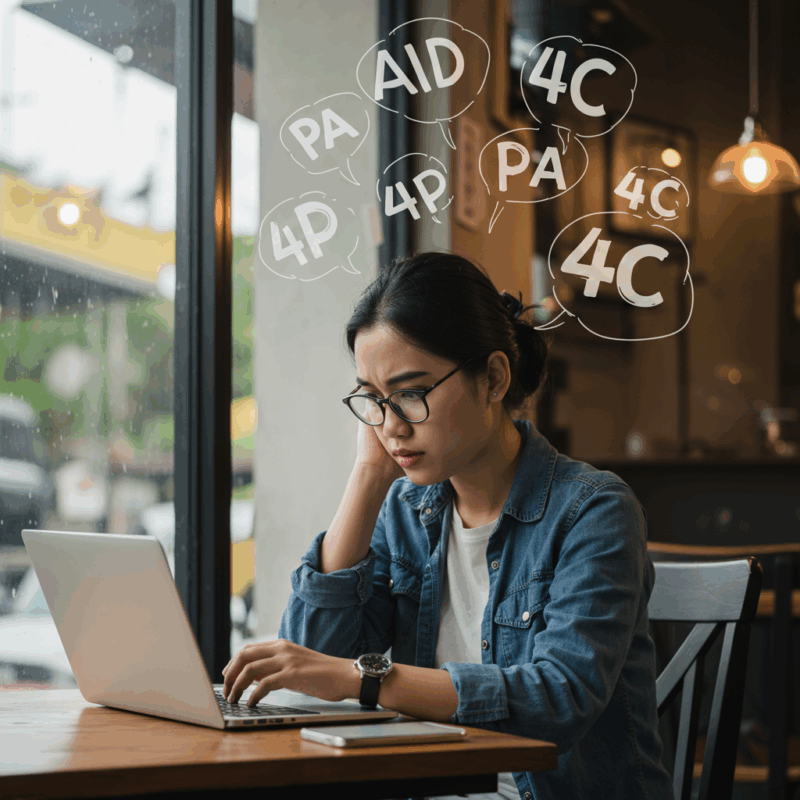 seorang copywriter sedang bingung dengan macam macam formula copywriting